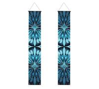 Blue Folk Art Pattern1 Print 2025 Bannière de porche de remise de diplôme, décorations de félicitations, fournitures de fête, panneau de porche