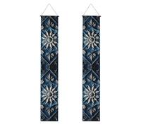 Blue Folk Art Pattern2 Print 2025 Bannière de porche de remise de diplôme, décorations de félicitations, fournitures de fête, panneau de porche