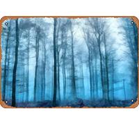 Blue forest on a misty autumn morning Nature and Landscapes Abstract and Surreal Classic Man Grotte Décoration murale 20,3 x 30,5 cm en métal