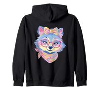 Blue Fox Lunettes Roses Motif Floral Sweat à Capuche