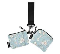 Blue Fresh and Lovely Lot de 2 porte-monnaie avec dragonne pour femme Motif floral Taille compacte, Motif floral frais et charmant, 1 size, Décontracté