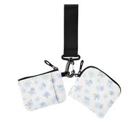 Blue Fresh and Lovely Lot de 2 portefeuilles doubles pour femme avec fermeture éclair et poche à monnaie pour le travail et les voyages Motif floral, Motif floral frais et charmant, 1 size,