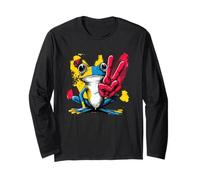 Blue Frog Panneau de Paix rétro Pop Personnage Graphique Jaune Manche Longue