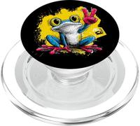 Blue Frog Panneau de Paix rétro Pop Personnage Graphique Jaune PopSockets PopGrip pour MagSafe