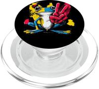 Blue Frog Panneau de Paix rétro Pop Personnage Graphique Jaune PopSockets PopGrip pour MagSafe