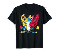 Blue Frog Panneau de Paix rétro Pop Personnage Graphique Jaune T-Shirt