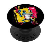 Blue Frog Peace Sign Retro Pop Character Graphic Geste PopSockets PopGrip Adhésif