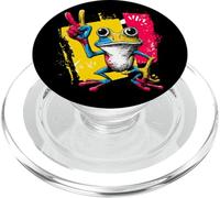 Blue Frog Peace Sign Retro Pop Character Graphic Geste PopSockets PopGrip pour MagSafe
