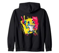Blue Frog Peace Sign Retro Pop Character Graphic Geste Sweat à Capuche