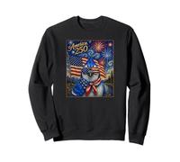 Blue Geai Bird Art on America 250 Drapeau américain 4 Juillet Sweatshirt