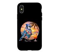 Blue Geai Bird Cocktail hawaïen Vacances d'été Plage Coucher de Soleil Coque pour iPhone X/XS