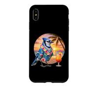 Blue Geai Bird Cocktail hawaïen Vacances d'été Plage Coucher de Soleil Coque pour iPhone XS Max