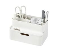 BLUE GINKGO Organisateur de Bureau Compact - 5 Compartiments, Demi-tiroir - Porte-stylos, Organisateur de Papeterie pour Bureau, Coiffeuse, Étagère (Fabriqué en Corée, Blanc)