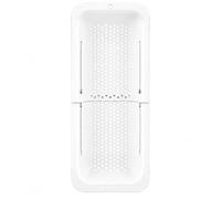 BLUE GINKGO Panier passoire sur évier - Laver les légumes et les fruits, égoutter les pâtes cuites - Extensible - Essentiels de cuisine (7,9 W x 14,5-19,5 L x 2,75 H) - Blanc