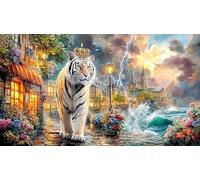 Blue-Glowing-Tiger-in-Cosmic-Water Puzzle 1000 pièces Extremement Difficile Jeux éducatifs pour Adultes et Enfants Idée Cadeau Parfaite à des Fins de Relaxation 38x52/1000 pièces