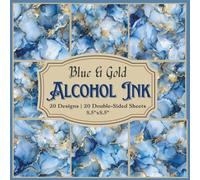 Blue & Gold Alcohol Ink Scrapbook Paper Craft Pad: 20 Marble Designs, 20 Double-Side Sheets Printed on 8.5"x8.5" Size Paper With Premium Colors. ... Gift Wrapping, DIY Projects and More!!