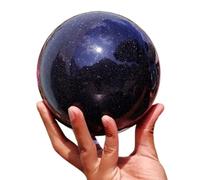 Blue Goldstone Gemstone Sphere Synthetic Crystal Ball with Wood Stand Crafts Living Room Office Home Decor,5~5.5cm Gemstone Stone