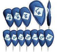 Blue-Golf Club Cover Irons Headgear Protector Lot De 12 Cuirs Pu Luxueux, Ensemble De Couvre-Chefs De Club De Golf Avec Numéro Simple Pour Homme Et Femme