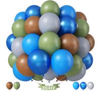 Blue Green Balloons 12 Inch 60 Pack Latex Balloons Boho Neutral Birthday Decorations For Boys Jungle Bear Baby Shower Theme