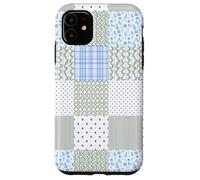Blue Green Christmas Patchwork Pattern Cute Winter Holiday D Coque pour iPhone 11