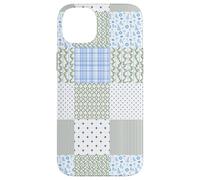 Blue Green Christmas Patchwork Pattern Cute Winter Holiday D Coque pour iPhone 14 Plus