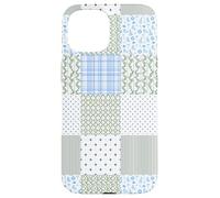 Blue Green Christmas Patchwork Pattern Cute Winter Holiday D Coque pour iPhone 15