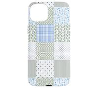 Blue Green Christmas Patchwork Pattern Cute Winter Holiday D Coque pour iPhone 15 Plus