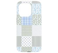 Blue Green Christmas Patchwork Pattern Cute Winter Holiday D Coque pour iPhone 15 Pro