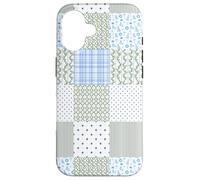 Blue Green Christmas Patchwork Pattern Cute Winter Holiday D Coque pour iPhone 16