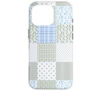 Blue Green Christmas Patchwork Pattern Cute Winter Holiday D Coque pour iPhone 16 Pro