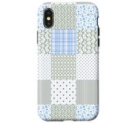 Blue Green Christmas Patchwork Pattern Cute Winter Holiday D Coque pour iPhone X/XS
