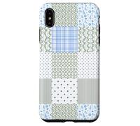 Blue Green Christmas Patchwork Pattern Cute Winter Holiday D Coque pour iPhone XS Max