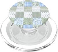 Blue Green Christmas Patchwork Pattern Cute Winter Holiday D PopSockets PopGrip pour MagSafe
