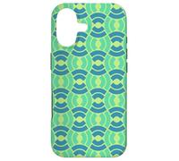 Blue Green Scales Waves Arcs Mid-Century Pattern Coque pour iPhone 17