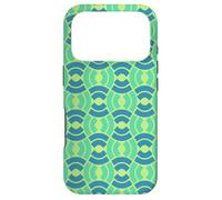 Blue Green Scales Waves Arcs Mid-Century Pattern Coque pour iPhone 17 Pro