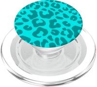 Blue Green Teal Cheetah Leopard Print Animal Skin Trendy PopSockets PopGrip pour MagSafe