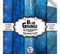 Blue Grunge Scrapbook Paper: Double Sided Sheets | Distressed Pattern for Decoupage, Collage, Mixed Media, and Various DIY Craft Projects | 8.5" x 8.5" (21.59 x 21.59 cm)