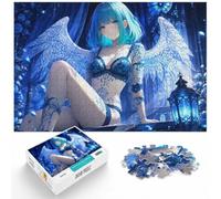 Blue-Haired Angel with Tattoos Anime Girl Gam Puzzle, 1000 pièces | Pour les soirées calmes sans écran : ce puzzle 1000 pièces adulte convient aux loisirs calmes en intérieur.