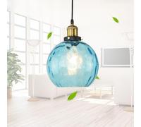 Blue Hammering Glass Lantern Chandelier Nordic Postmodern Sphere Pendant Light for Creative Personality in Restaurant, Bedroom, and Kitchen