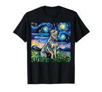 Blue Heeler Starry Night Australian Battle Dog Art by Aja T-Shirt