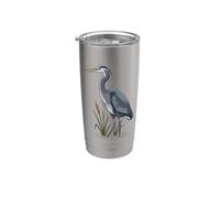 Blue Heron Bird Lover Cattails Marsh Gobelet isotherme en acier inoxydable double paroi