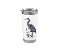 Blue Heron Bird Lover Cattails Marsh Gobelet isotherme en acier inoxydable double paroi
