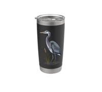 Blue Heron Bird Lover Cattails Marsh Gobelet isotherme en acier inoxydable double paroi