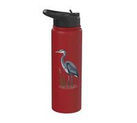 Blue Heron Bird Lover Cattails Marsh Stainless Steel Insulated Water Bottle