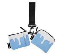 Blue Ice Cream Étui pour cartes de crédit pour femme Petit portefeuille détachable avec dragonne pour femme 2 pièces estuche para tarjetas de credito