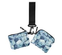 Blue Ice Cube Lot de 2 pochettes porte-monnaie pour femme avec fermeture éclair et porte-clés, Glaçons bleus, 1 size, Décontracté