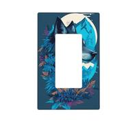 Blue Iceberg Leaf Wolf Plaque murale 1 gang de taille moyenne 12,7 x 7,6 cm, couvercle décoratif pour interrupteur d'éclairage, couvercle de prise de courant en polycarbonate thermoplastique