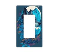 Blue Iceberg Leaf Wolf Plaque murale sans vis Taille standard 11,7 x 7,1 cm Couvercle décoratif pour interrupteur en polycarbonate thermoplastique