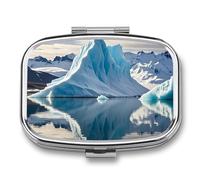 Blue Iceberg Pilulier carré portable avec 2 compartiments, pilulier de vitamines pour poche, sac à main et voyage