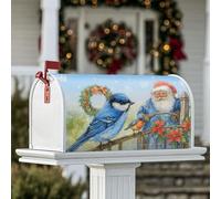 Blue Jay Couverture magnétique de boîte aux lettres décorative pour extérieur, 53,3 x 64,9 cm, couronne de Père Noël